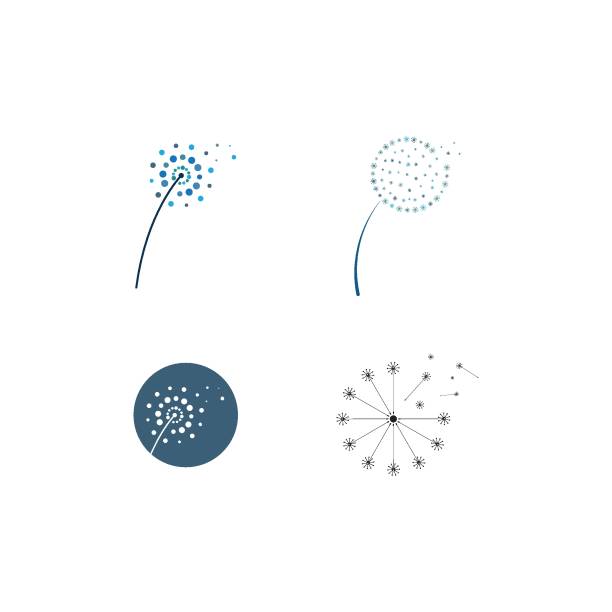 illustrations, cliparts, dessins animés et icônes de logo de fleur de pissenlit - dandelion