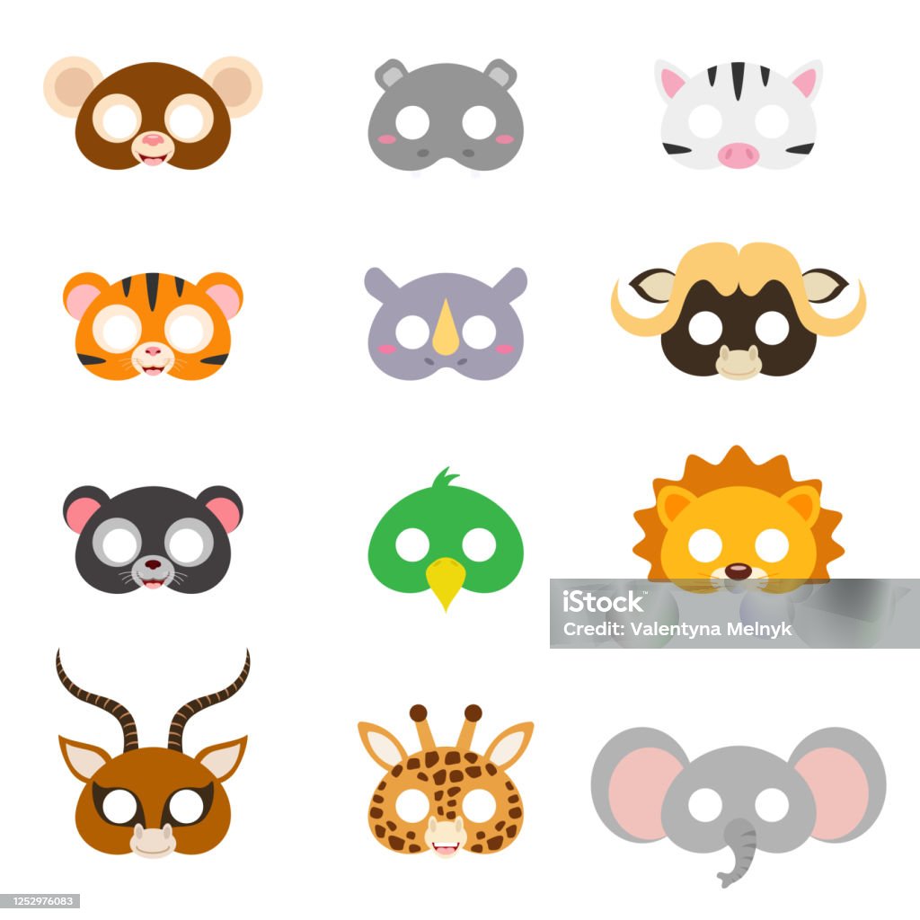 Set Of Assorted Animal Masks Party Supplies Birthday Party Favors Play  Accessories Photo Booth Props For Kids Stock Illustration - Download Image  Now - iStock