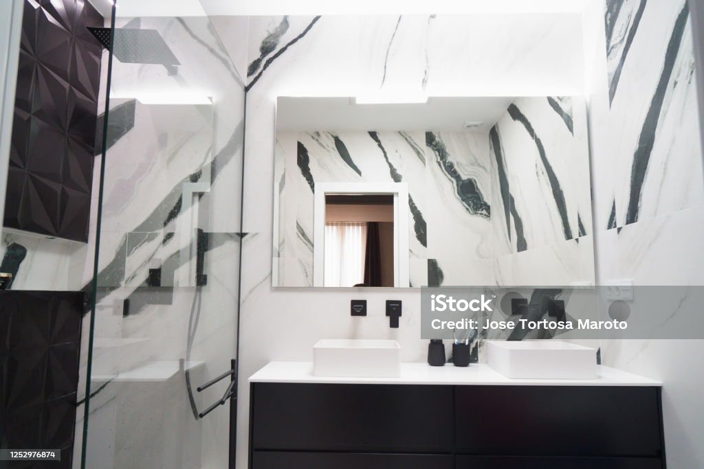 Bathroom Bathroom water Vanity Mirror Stock Photo