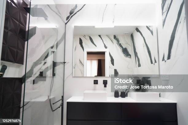 Bathroom Stock Photo - Download Image Now - Vanity Mirror, LED Light, No People