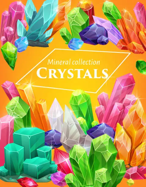 Vector illustration of Mineral stones, precious crystals and jewels