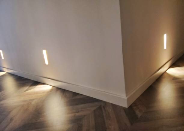 istock Corridor wood with led lights 1252979292