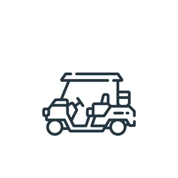 Vector illustration of golf cart vector icon. golf cart editable stroke. golf cart linear symbol for use on web and mobile apps, logo, print media. Thin line illustration. Vector isolated outline drawing.