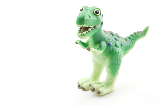 Dinosaur rouble toy isolated on white.