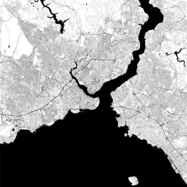 stambuł, turcja vector mapa - sirkeci stock illustrations