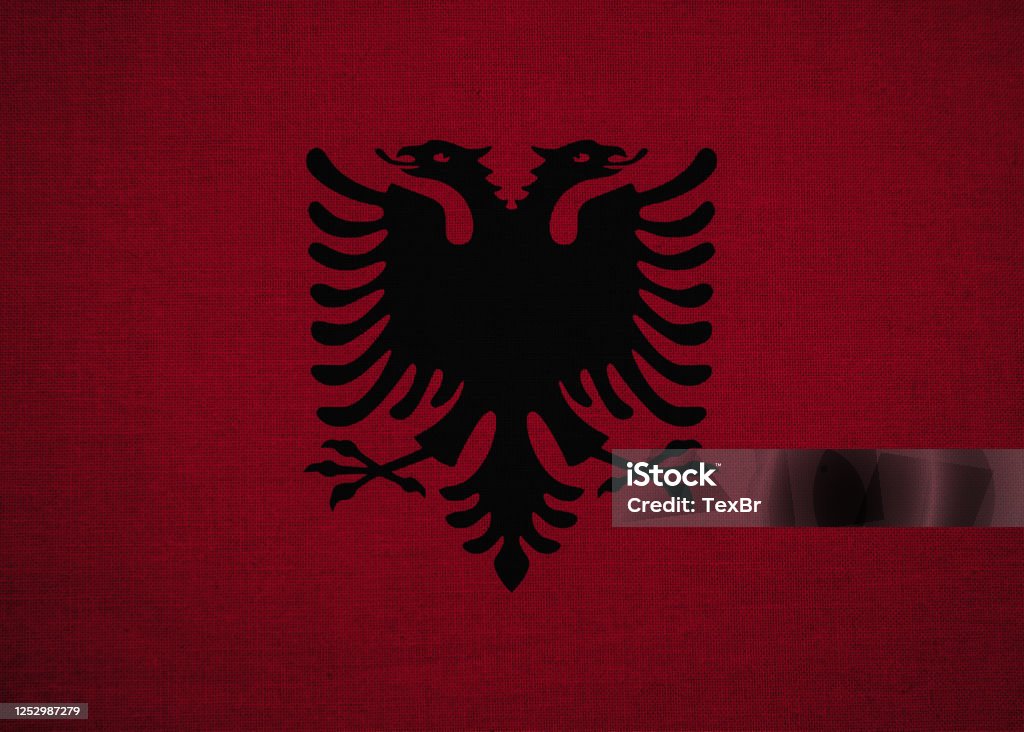 Albania flag in texture of fabric Albania flag in texture of fabric. Police Force Stock Photo