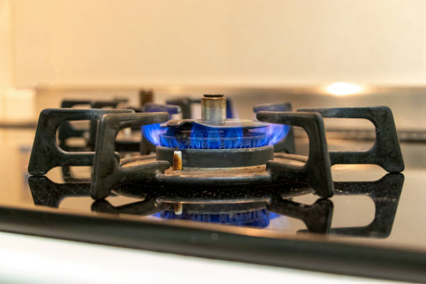 istock Blue flame of gas stove 1252990205