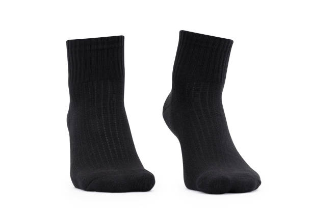 istock Blank black socks mockup isolated on white background with clipping path 1252995148