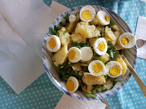 eggs potatoes boiles onions selery saland greece