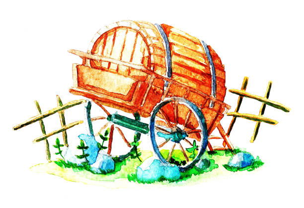 istock Barrel on the cart, watercolor 1253009211