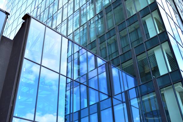 istock Facade texture of a glass mirrored office building. 1253011713