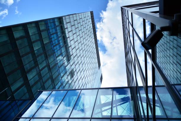 istock Facade texture of a glass mirrored office building. 1253011790