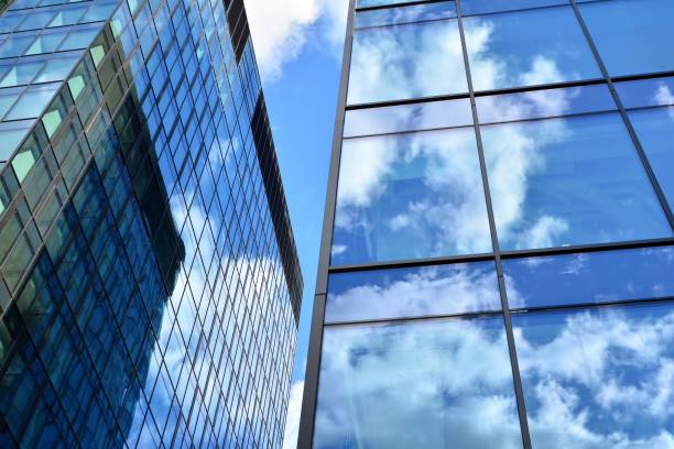 istock Facade texture of a glass mirrored office building. 1253011814