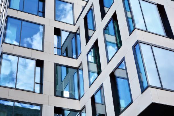 istock Facade texture of a glass mirrored office building. 1253011822