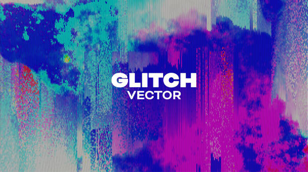 abstrakte vektorabdeckung sglitch. pixel verzerrter bildschirmvektorhintergrund - glitch bildtechnik stock-grafiken, -clipart, -cartoons und -symbole