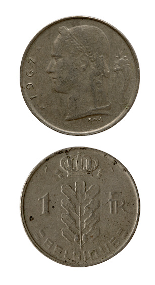 1967 Belgium 1 Francs Coin