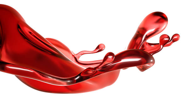 istock A splash of a transparent red liquid on a white background. 3d illustration, 3d rendering. 1253016942