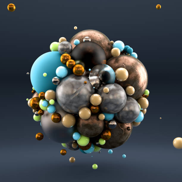 istock Gold gray background with balls, geometry, abstraction. 3d illustration, 3d rendering. 1253016961