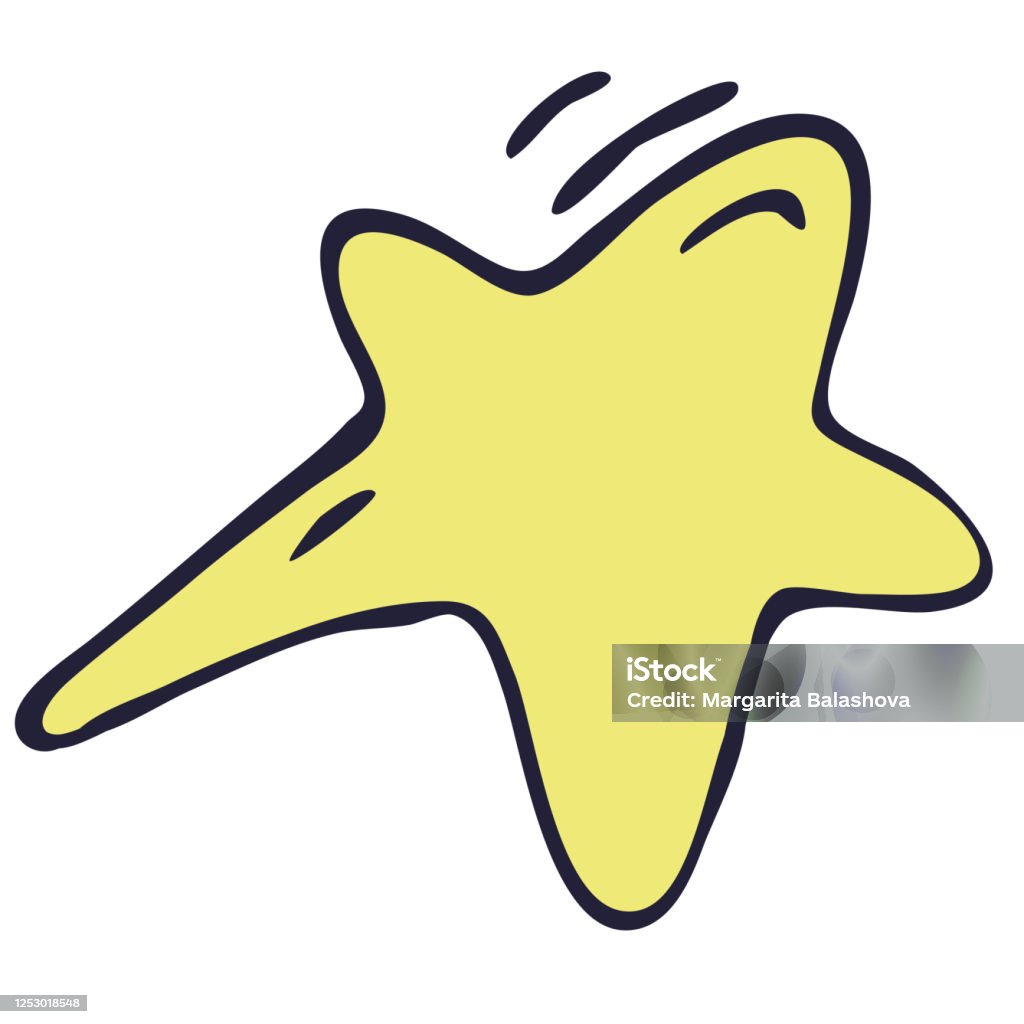 Cute Cartoon Vector Yellow Star With Purple Outline Stock Illustration -  Download Image Now - iStock