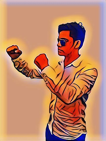 A picture of model in boxing move