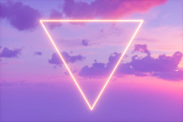 istock Neon Triangle Frame in the Sky, Futuristic Background. 1253023787