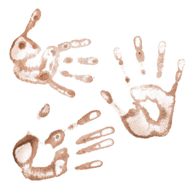 istock Set of coffee colored hand print 1253033493