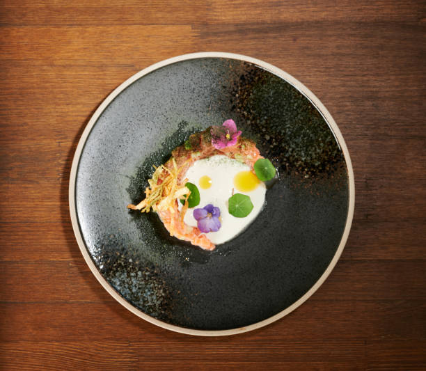 istock Salmon tartar with creamy sauce 1253034766