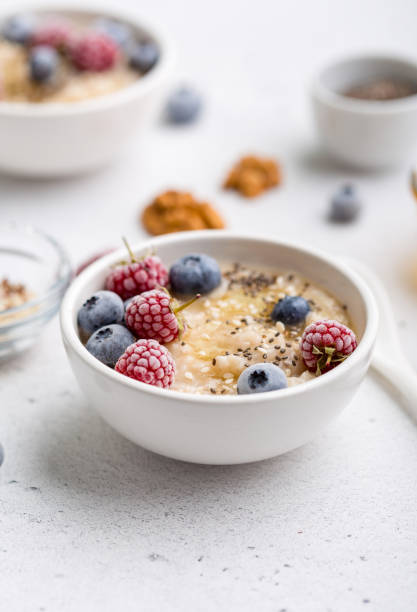 istock Oatmeal with frozen berries 1253044187