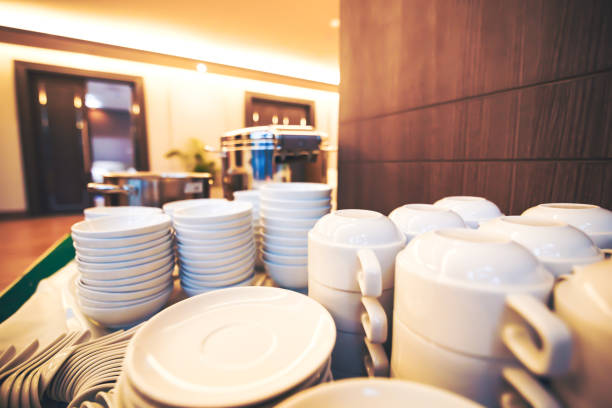 istock dish and spoon are on the table in the hotel. 1253046431
