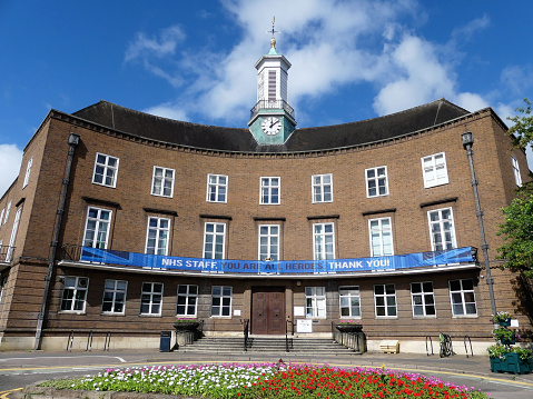 Watford, Hertfordshire, England, UK - June 28th 2020: Watford Town Hall, Rickmansworth Road, Watford.