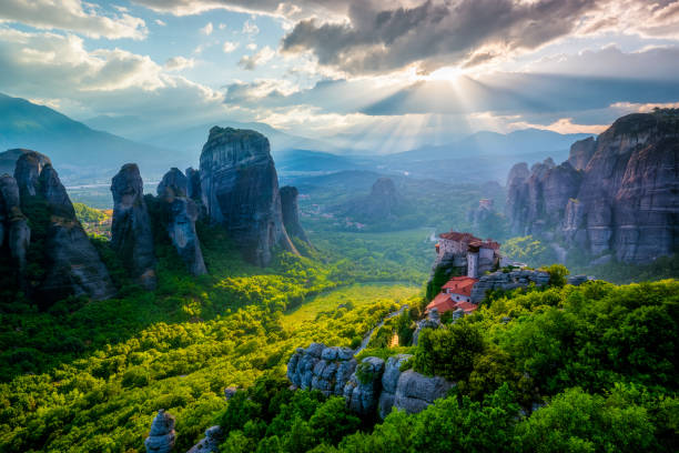 istock Sunset over monasteries of Meteora 1253053785