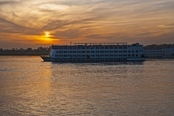istock Large egyptian river cruise boat sailing on Nile 1253060705