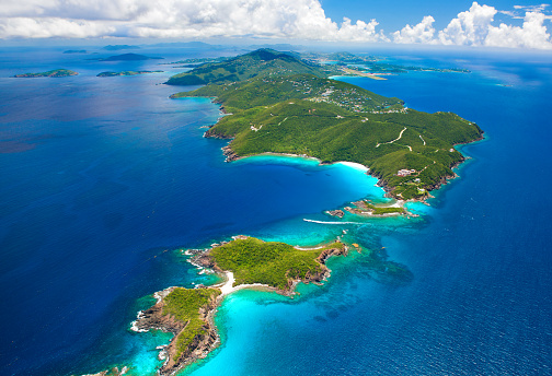 Aerial of West end, St. Thomas, United States Virgin Islands