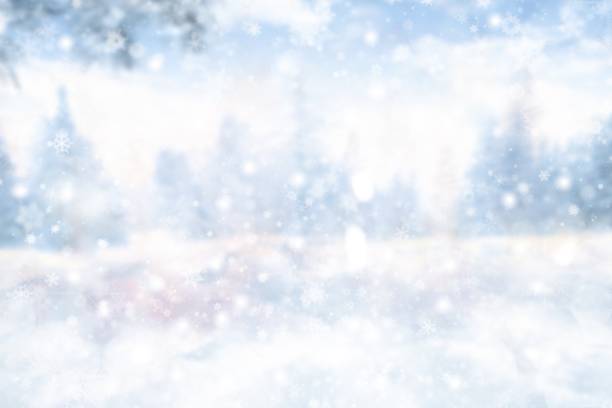 istock abstract background with bokeh christmas snowflakes and blurred tree pine. 1253062052