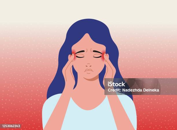 Headache The Woman Having Headache Migraine Cartoon Vector Illustration Stock Illustration - Download Image Now