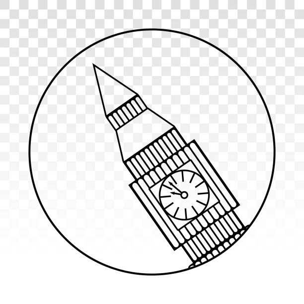 illustrazioni stock, clip art, cartoni animati e icone di tendenza di big ben / clock tower london - icona line art per app e siti web - queen elizabeth