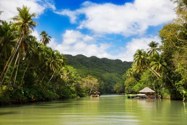 istock Restaurant Boats on the Loboc River, Bohol, Philippines 1253066841