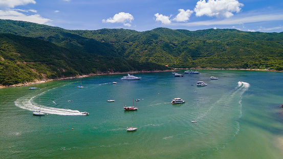 Drone view of Tai Tam village in Hong Kong