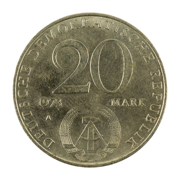 istock historic 20 east german mark coin special edition(1973) reverse isolated on white background 1253070308