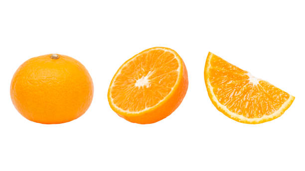 istock Fresh orange fruit and orange slices isolated on white background. 1253071498
