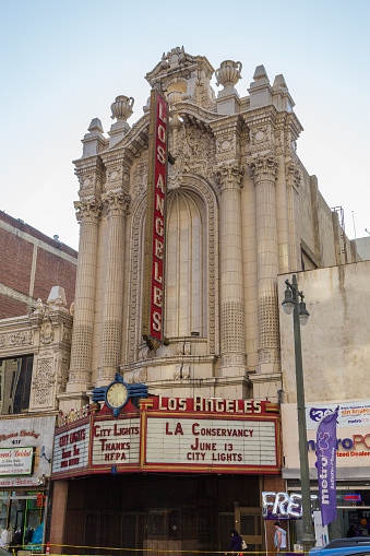 Los Angeles, California, USA- 11 June 2015: Los Angeles Theater at Broadway Street.