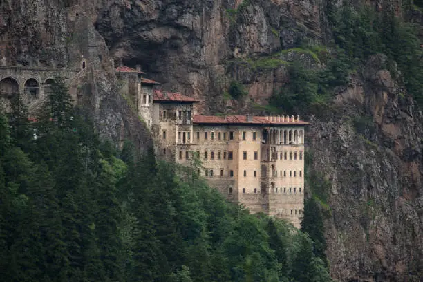 Overall view of the Sumela Monastery in Trabzon, Turkey.