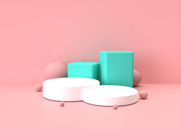 istock 3D abstract render.Pink platform for product display interior podium place with empty for awards ceremony use for Recommend products, promote products design on pink pastel background 1253077993
