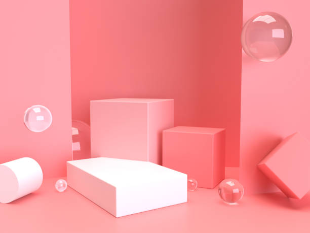 istock 3D abstract render.Pink platform for product display interior podium place with empty for awards ceremony use for Recommend products, promote products design on pink pastel background 1253078519