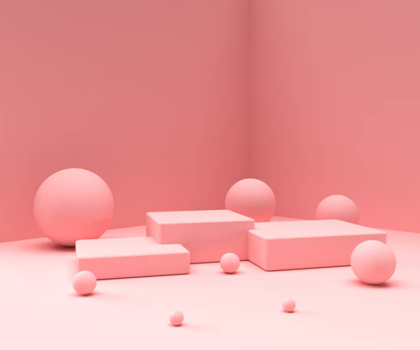 istock 3D abstract render.Pink platform for product display interior podium place with empty for awards ceremony use for Recommend products, promote products design on pink pastel background 1253078547
