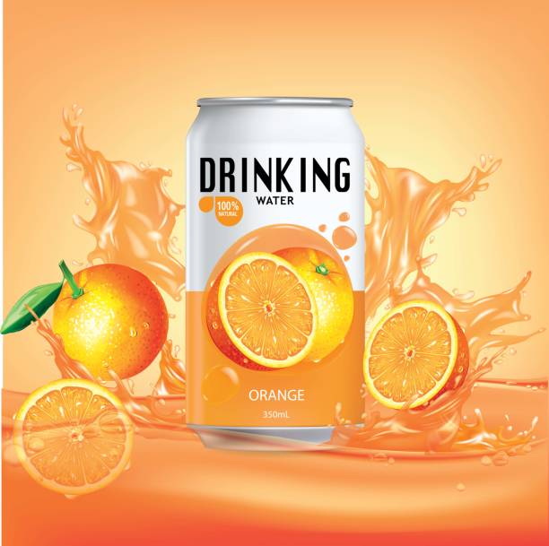 ilustrações, clipart, desenhos animados e ícones de frutas de laranja e design de pacote de frutas de laranja e suco - packaging horizontal non alcoholic beverage orange juice