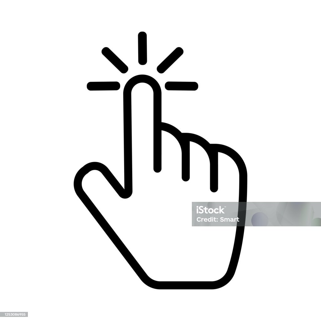 Nhấn Nút Biểu Tượng Tay Trên Nền Trắng Con Trỏ Chuột Máy Tính Hình ...