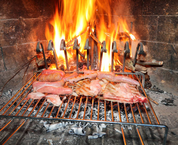 istock mixed grill cooked on the fire with beef and pork 1253089512