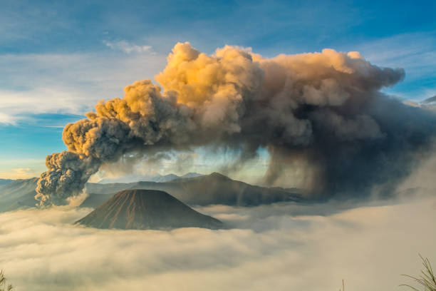 eruption bromo mountain stock photo