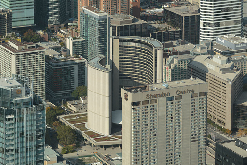 Aerial view of New City Hall, Toronto, Ontario, Canada